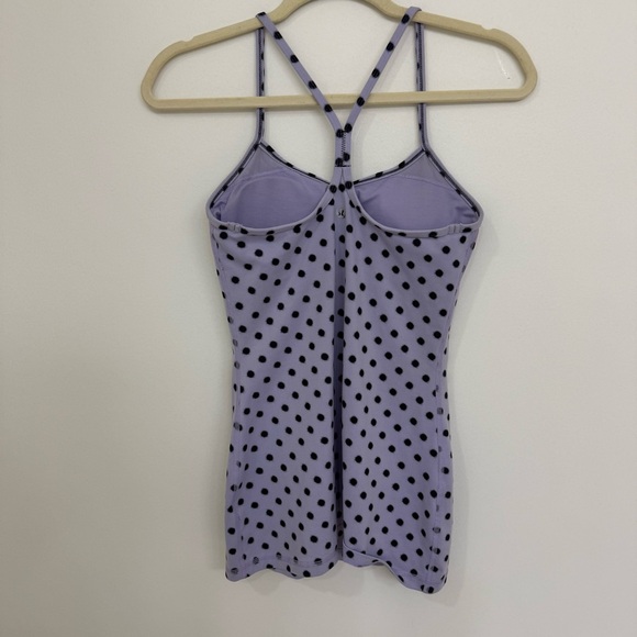 Lululemon Women’s Size 4 Power Y Tank Lilac/ Black polkadot - Picture 2 of 4